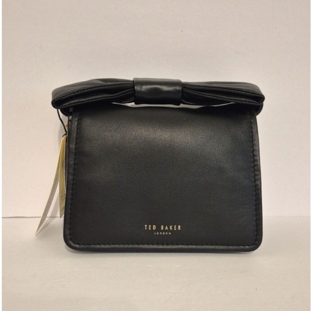 Ted Baker Niasina Bow Mini Crossbody Bag Black Bovine Leather NWT Designer